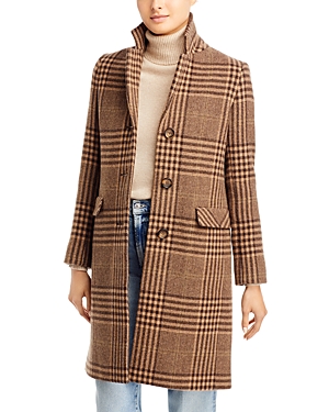 Cinzia Rocca Plaid Wool-blend Coat In Brown Plaid