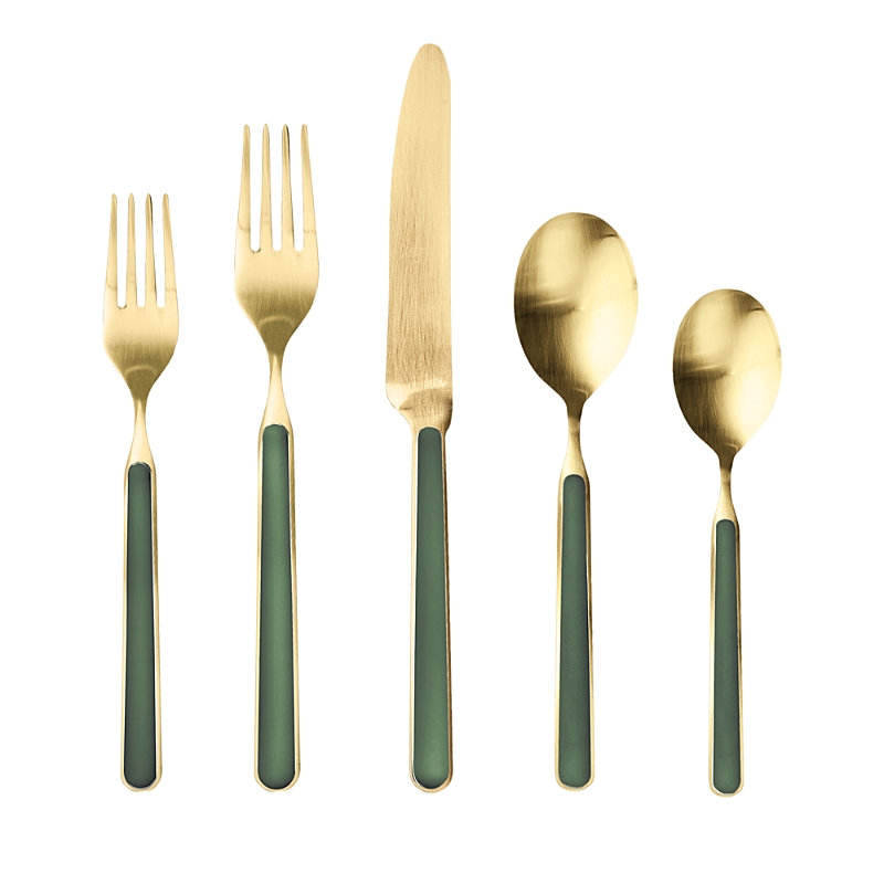 Mepra Fantasia Ice Oro 5-piece Place Setting In Forrest Green