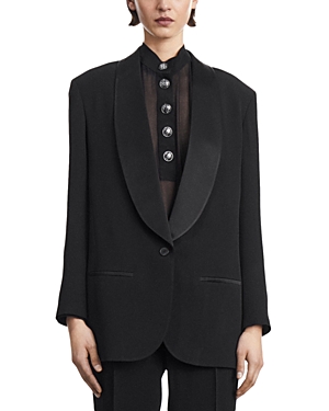 The Kooples Satin Shawl Collar Blazer In Black
