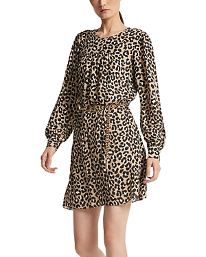Michael Kors Cheetah Mini Dress In Khaki/black