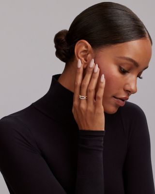 18K White & Yellow Gold Signature Caviar Diamond Open Oval Ring