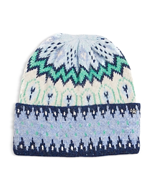 Jocelyn Fair Isle Knit Hat In Blue/green