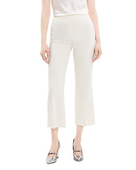 Theory Women's Linen Blend High Rise Pull On Capri Pants White