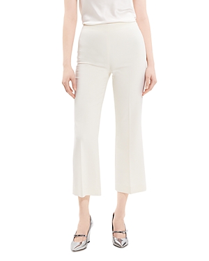 Theory Womens Stretch Polyester Cropped Pants In Ivory