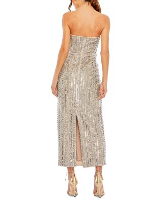 Beaded Strapless Column Gown