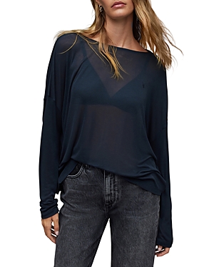 Allsaints Rita Francesco Long Sleeve Tee In Atlantis Blue