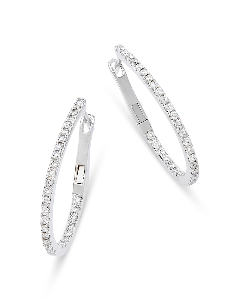 Bloomingdale's Diamond Inside Out Oval Hoop Earrings In 14k White Gold, 0.75 Ct. T. W. In White