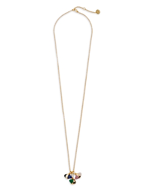 Maje Bistone Mixed Gemstone Multi Charm Pendant Necklace in Gold Tone, 16.7