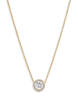 Nadri Round Halo Pendant Necklace, 16 In Gold