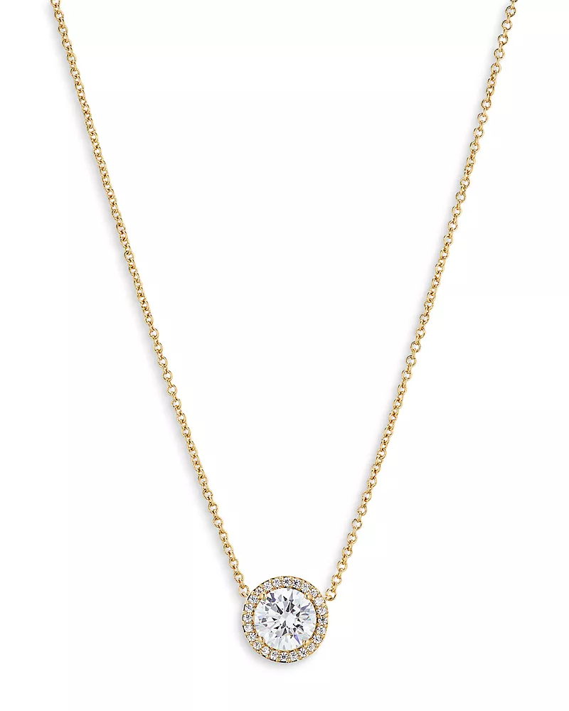 Nadri Round Halo Pendant Necklace, 16