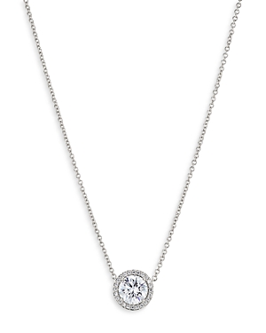 Nadri Round Halo Pendant Necklace, 16 In White