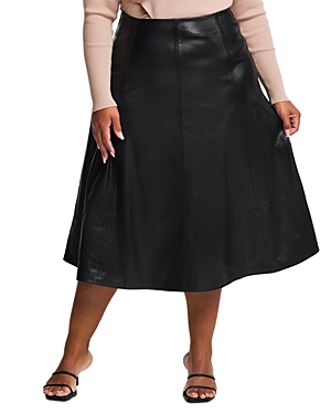 Estelle Plus Ashdown Faux Leather Midi Skirt In Black