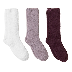 Barefoot Dreams Cozychic Women's 3 Pair Sock Set In Fig Multi