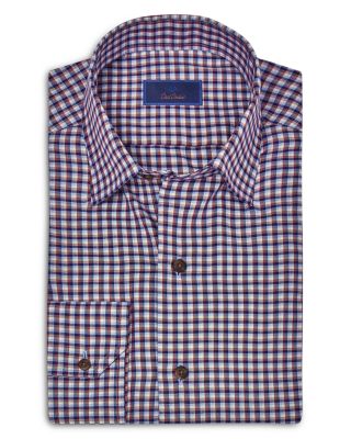 David Donahue Regular Fit Hidden Button Down Collar Twill Plaid Casual Shirt Bloomingdale s