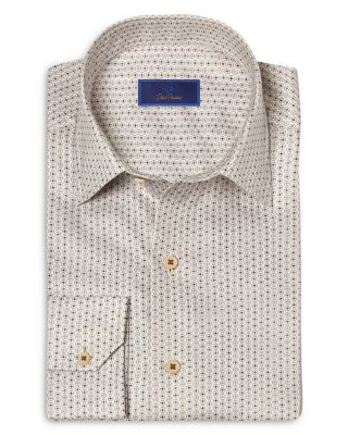 green emerald velvet dress David Donahue Dress Shirt-Trim Fit-Multi Pindot