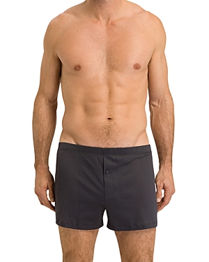 Hanro Cotton Sporty Button Fly Boxers In Dark Shale