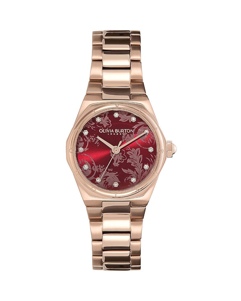 Olivia Burton Women's Sports Luxe Hexa Mini Carnation Gold-tone Stainless Steel Bracelet Watch 28mm In Red/rose Gold