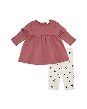 Shop Firsts By Petit Lem Girls' Fleece Dress & Cranberries Print Leggings Set - Baby In Plum