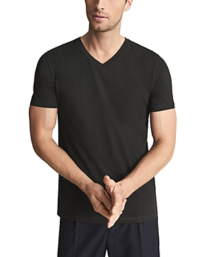 Reiss Dayton V Neck Short Sleeved Tee In Oxidised Green
