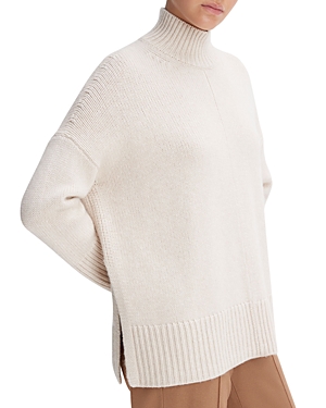 Shop Vince Trapeze Turtleneck Sweater In Heather Latte