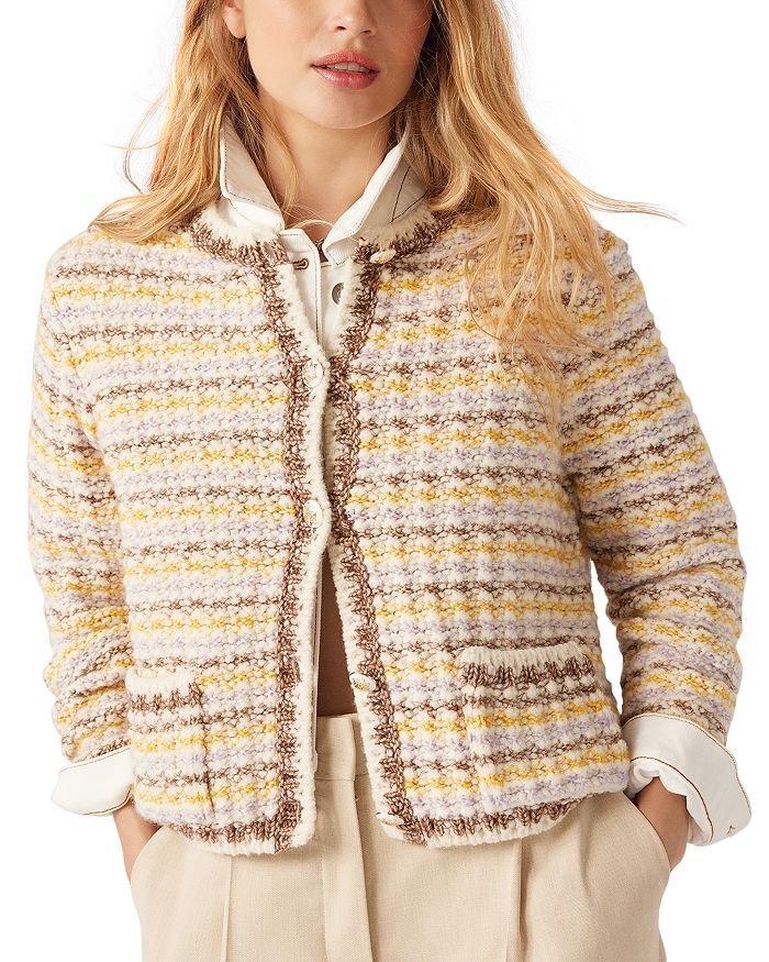 Textured Button Front Cardigan | Natural
