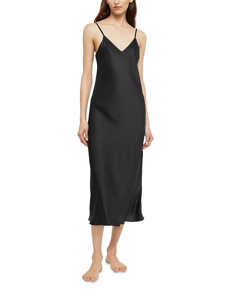 Ginia Long Silk Slip In Black
