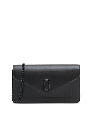 Marc Jacobs The Longshot Dtm Leather Wallet On A Chain In Black/shiny Nickel