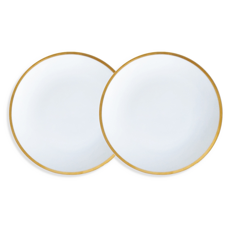 Twig New York Golden Edge 6 Canape Bread Plate, Set Of 2 In White