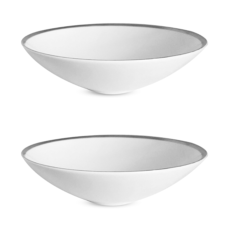 Prouna Platinum Edge Soup/pasta Bowl, Set Of 2 In Silver