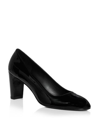 Stuart Weitzman Women's Vida 75 Almond Toe Block Heel Pumps In Black