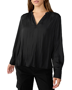 Sanctuary Lizzie Sateen Tunic Top In Black