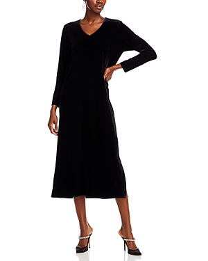 Shop Caroline Rose Velvet Midi Dress In Black