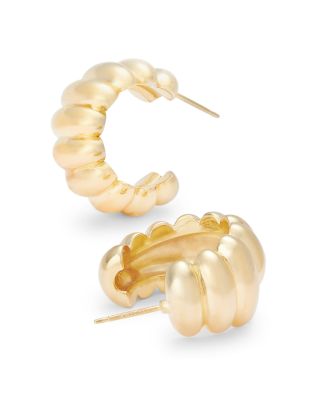Shrimp Look Huggie Hoop Earrings in 14K Yellow Gold