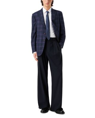 Shadow Plaid Single Breasted Notch Lapel Suit Jacket