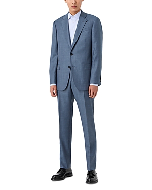 Emporio Armani Single Breasted Notch Lapel Virgin Wool Suit In Solid Ligh