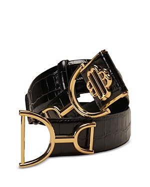 MAJE AMOR CLOVER CROC EMBOSSED LEATHER BELT