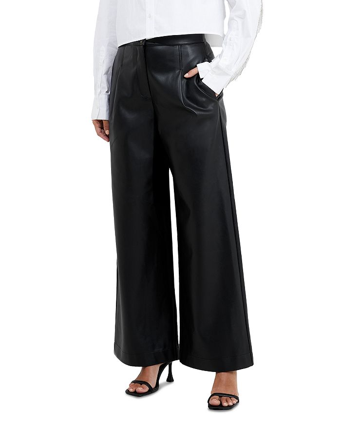 FRENCH CONNECTION Crolenda Faux Leather Pleated Pants | Bloomingdale's