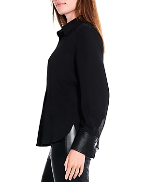 Nic+Zoe Trimmed Up Faux Leather Cuff Shirt