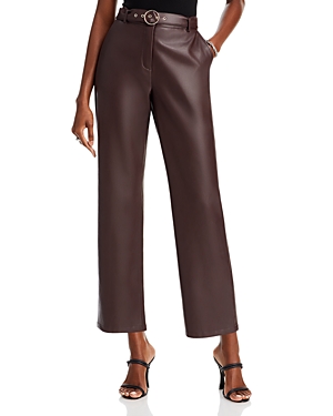 T Tahari Belted Faux Leather Pants