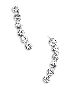Miranda Crystal Linear Drop Earrings in Silver Tone