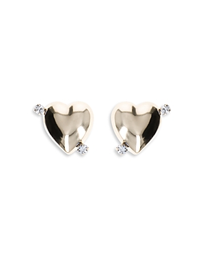 Justine Clenquet Juno Crystal & Heart Stud Earrings In Gold