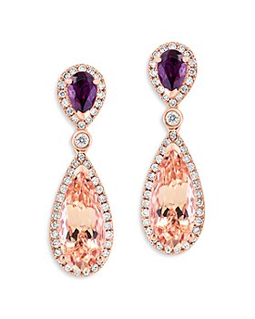 Bloomingdale's - Rhodolite, Morganite & Diamond Drop Earrings in 14K Rose Gold - 100% Exclusive