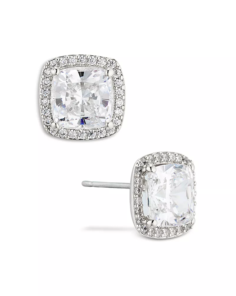 Nadri Halo Square Stud Earrings