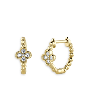 Moon & Meadow 14K Yellow Gold Diamond Clover Huggie Earrings