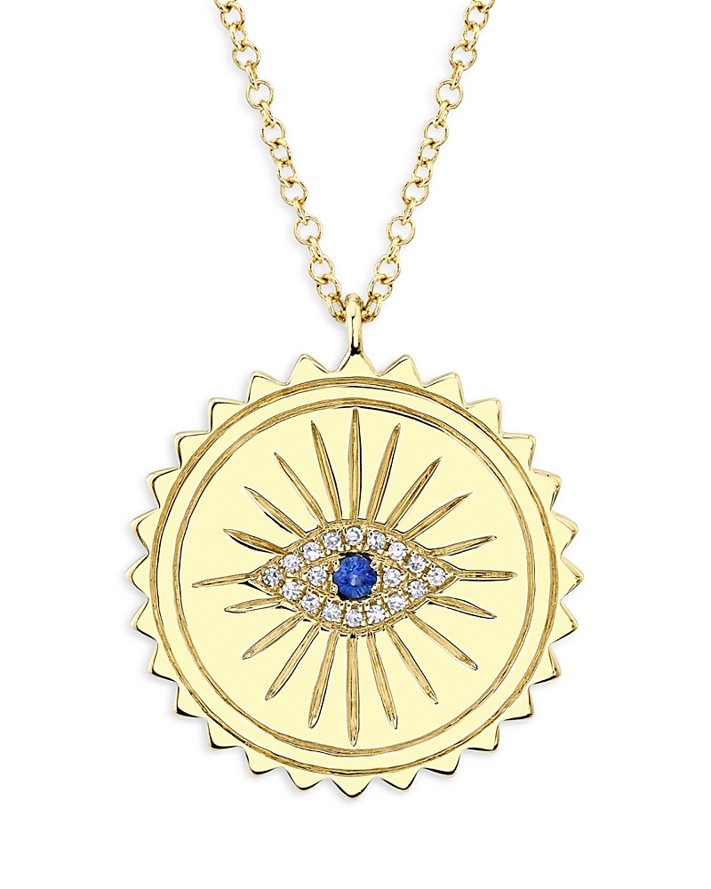 Moon Meadow 14k Yellow Gold Diamond Sapphire Eye Pendant