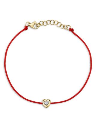 Moon & Meadow 14K Yellow Gold Diamond Heart String Bracelet
