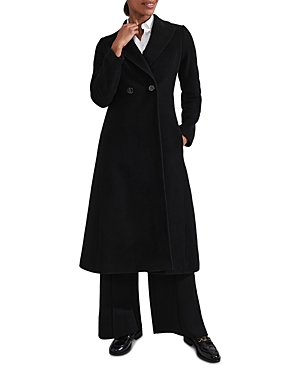 Hobbs London Blair Notch Collar Long Coat In Black