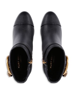 Women's Mayfair Eagle Head Buckle Black High Heel Ankle Boots