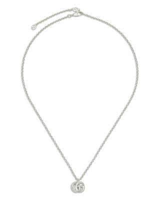 Gucci Sterling Silver Marmont Double G Pendant Necklace, 14.9-16.5"