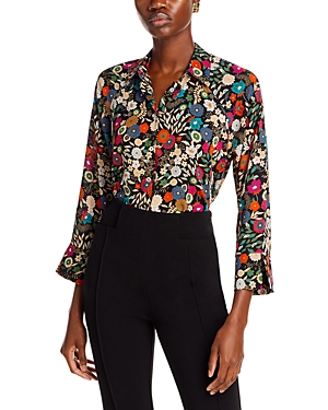 Status By Chenault Raglan Sleeve Button Front Blouse In Black Multi